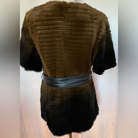 Alberto Makali Genuine Ombré Brown Black Rabbit Fur Coat/Jacket/Vest Size XL - Picture 4 of 11